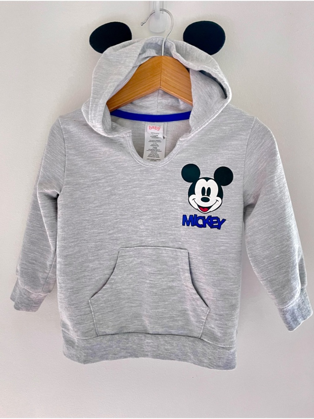 5/$30💥Mickey Hoodie w Mouse Ears! Soft & Cozy, Kangaroo Pocket, Unisex Gray